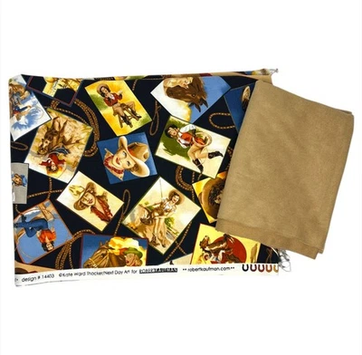 Kate Ward Thacker The Old West Cotton Fabric Robert Kaufman 54x41 + Faux Suede - Image 1 of 4