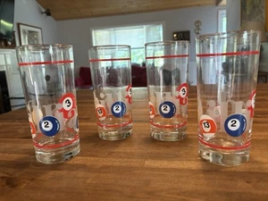 Vintage Libby Billiards 15 Ounce Highball Tumblers Set Of 4 - Picture 1 of 10