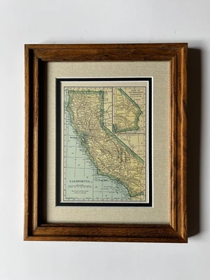 1927 CALIFORNIA State Map by C.S. Hammond, Framed/Double Mat SEE DESCRIPTION - Image 1 of 3