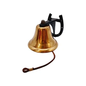 "Campana de cena vintage de latón para patio jardín granja con soporte de montaje de herradura" - Imagen 1 de 6