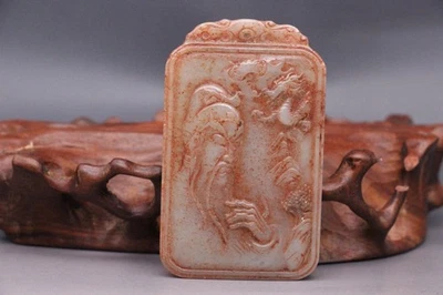 Chinese Old Hotan Jade Hand Engraving Guan Yu Exquisite Brand Statue - Image 1 of 4