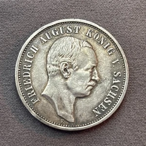 Stati tedeschi (SASSONIA-ALBERTINA) 1918-E moneta argento 3 marchi: Federico Augusto III - Foto 1 di 5