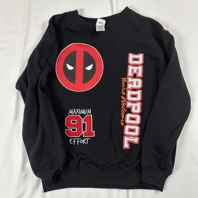 Deadpool “Maximum Effort 91” Niños M Sudadera Negra Marvel Gráfico Sudadera con Capucha Foto 1 de 4