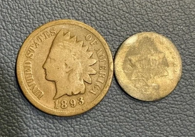 U.S. Coin Lot - 3¢ Silver Trime – Three Cent Coin And 1893 Indian Head - Image 1 of 3