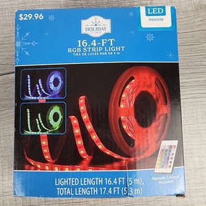 HOLIDAY TIME 16.4-FT RGB LED Strip Light with Remote - NEW - Picture 1 of 14