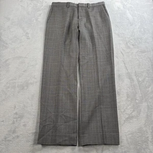 Banana Republic 30x30 Gray Plaid Wool Tailored Slim Fit Mens Pants Stretch Prep - Picture 1 of 11