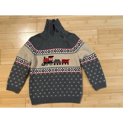 Suéter Janie and Jack Train Fair Isle Gris/Crema Talla 2T Foto 1 de 4