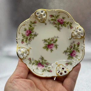 VTG Rosenthal Moliere Germany Moosrose Porcelain Reticulated Trinket Floral Dish - Picture 1 of 5