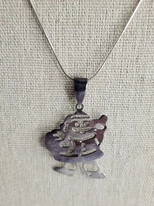 Collana Vintage Argento Sterling 925 Ciondolo Babbo Natale Vacanze di Natale Catena 24" - Foto 1 di 6