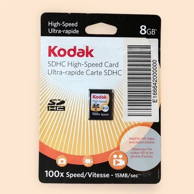 Kodak NEW SDHC High-Speed Card 8GB 100x Speed 15MB/sec Photo & Video NEW Sealed - Image 1 of 4