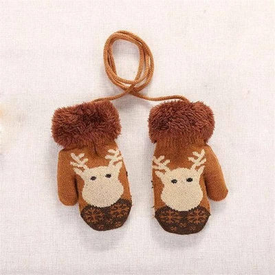 Guantes para niños de piel falsa cálidos niños pequeños niños niñas cuello cuerdas guantes de invierno Foto 1 de 4