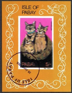 1969 Printed Double Error Isle of Pabay Cats 5/- Minisheet CTO MNH - Picture 1 of 1