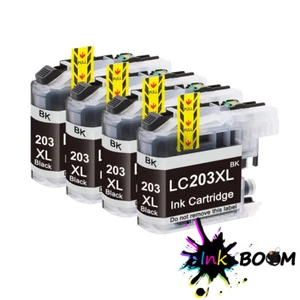 4 Black Ink Cartridge fits Brother LC201 LC203 MFC-J480DW MFC-J4620DW J5520DW - Imagen 1 de 1