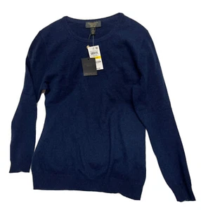 NWT Charter Club Sz M 100% Cashmere NAVY color Crewneck Sweater MSRP $139 - Picture 1 of 9