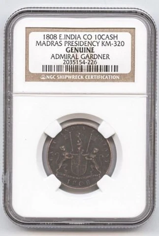 Admiral Gardner Shipwreck Coin East India NGC Certified Premium High Grade Cover