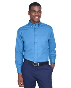 Harriton Mens Easy Blend Long Sleeves Twill Shirt with Stain-Release M500 XS-6XL - Picture 1 of 17