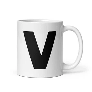 Capital Letter V Matching Group Letters Alphabet Costume 11oz White Ceramic Mug - Picture 1 of 3