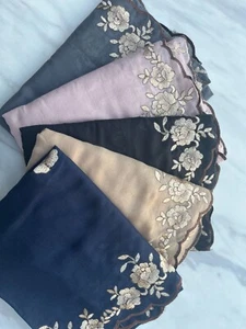 Embroidered Floral Scarf Large Size Gorgeous Hijab Shawl Wrap - Picture 1 of 7
