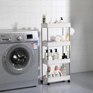 3/4 Tier Slim Storage Cart Mobile Shelving Unit Organizer Rolling Utility Rack - Picture 1 of 13