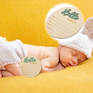 Baby Announcement Wooden Sign Birth Announcement Round Sign Baby Name Sign - Picture 1 of 12
