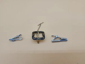 Tie Bar Clasp Clip Lot of 3 Gold and Silver Chrome Tone Vintage swank dante - Picture 1 of 4