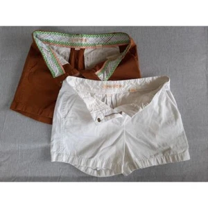 J.Crew Chino Women's 10 Classic Fit White/Brown Twill  Stripes lined Shorts - Picture 1 of 7