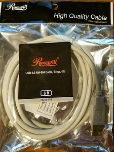 *Brand NEW Rosewill USB 2.0 AM-BM Cable Beige 6 FT - Picture 1 of 2