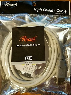 *Brand NEW Rosewill USB 2.0 AM-BM Cable Beige 6 FT - Image 1 of 2
