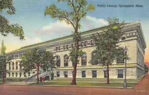 Postal de SPRINGFIELD, Massachusetts MA BIBLIOTECA PÚBLICA Hampden Co ca1940 - Imagen 1 de 2