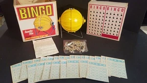 Vintage yellow Hasbro 1970 Giant Revolving Bingo Cage /W Box Cards Balls - Picture 1 of 8