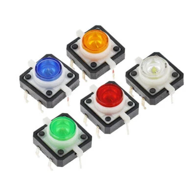 12 x 12 x 7mm Momentary Tactile Push Button Switch PCB SPST With LED Illuminated - Image 1 of 4
