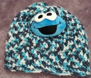 Kids Blue Cookie Monster Beanie Hat One Size 7" X 8.5" - Picture 1 of 3