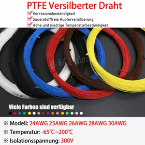 24AWG~30AWG PTFE Draht Versilberter Kupferdraht HOHE TEMP Kopfhörerdraht Wire - Picture 1 of 11