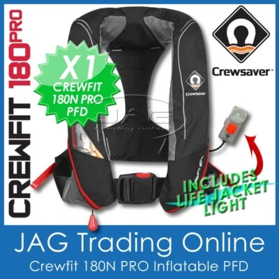 CREWSAVER CREWFIT 180 PRO INFLATABLE 180N - MANUAL INFLATABLE LIFE JACKET PFD1 - image 1 of 4