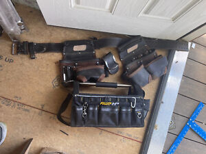 AWP HP Tool Rig Bag Leather Belt Brown Construction Flip Pocket With Tool Box Bg