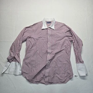 Executive Collection by Tom James White Red Stripes Dress Shirt Button Up Men XL - Picture 1 of 7