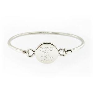 Monogrammed .925 Sterling Silver Hinged Baby Bracelet Personalized Engraved