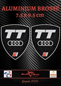 2 autocollants stickers noir aluminium brossé AUDI TT (idéal ailes avant) - Imagen 1 de 1