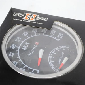 KM/H Black Face SpeedoTachs Gauge 2:1 Ratio Fit For Harley Davidson Fat Bob FL - Picture 1 of 5