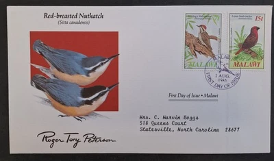 1985 Malawi Audubon Birds Red-breasted Nuthatch FDC 2 stamps Malawi - Image 1 of 2