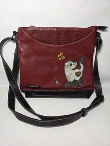 Chala Burgundy Patch Slim Cat Sweet Messenger Crossbody Purse              (P1) - Picture 1 of 9