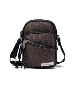 Calvin Klein Evie Nylon Crossbody Brown/Khaki/Black - Picture 1 of 4