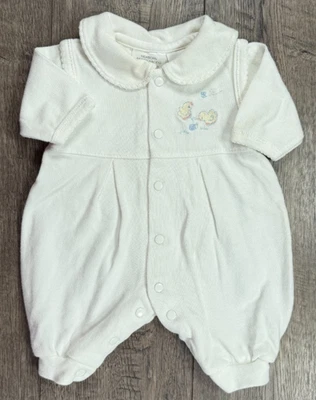 Ropa de bebé niño brillante futuro vintage recién nacido prematuro 13,5" blanco traje de pollito Foto 1 de 4