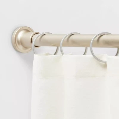 Dual Mount Nickel Finish Cast Finial End Shower Curtain Rod 46" to 72" Lengths - Image 1 of 4