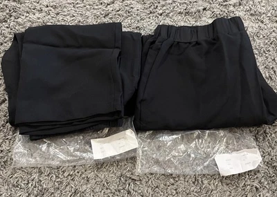 (LOT OF 2) NEW XL Cintas Pants Women Black Pull On Straight Leg Uniform Elastic - Image 1 of 4