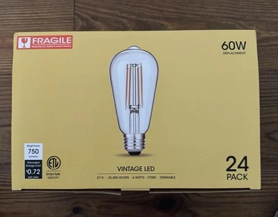 24 Pack Vintage Style  Edison Bulb 60W LED Dimmable Light Bulbs 2700 K - Image 1 of 4