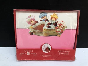 Vintage American Greetings Erdbeere Shortcake 12 Selbstmailer Notiz zusammenklappen Neu - Bild 1 von 8