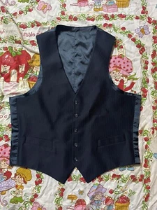 Vintage 90s Mens Unbranded Navy Blue Work Wedding Suit Vest. Size Medium? - Picture 1 of 17