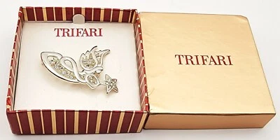 Nuovo Box TRIFARI TM Spilla A Forma Di ANGELO In Argento Con Strass Trasparenti - Immagine 1 di 3