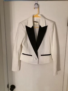 Women "L"Agence" white with black satin, tuxedo type jackekt. Size 4. P.O. - Picture 1 of 2